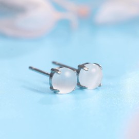 Limerencia G23 Hypoallergenic Pure Titanium Earrings, Opal/Moonstone/Cat's Eye/Blue Turquoise Stud Earrings, F136 Implant Grade | Delicate Jewelry for Sensitive Ears (5mm, Cat's Eye)