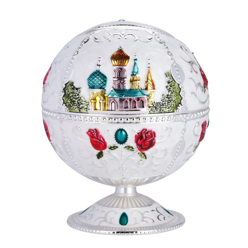 Portable Mini Ashtray Metal Round Ball Stamped Pattern Gift Decoration