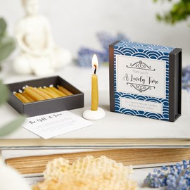 Thank You for A Lovely Time Candles (wrap). 12 x Twenty Minute Candles with a Ceramic Holder for Relaxation, Meditation, Mindfulness and Well-Being