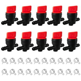 Fuel Shut Off Valve for Mower - 1/4" Fuel Cut Off Valve for Riding Lawn Mower Garden Tractor Pressure Washer Snowblower, Inline Fuel Gas Shut Off Valve Switches Tap for Small Engines, 10 Packs