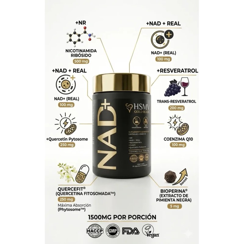 Nad+ Plus Real & Nr 1500mg - Resveratrol + Coq10