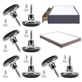 8 Pcs Leg Glides Castors with Metal Inserts Chrome Feet Bed for Divan Base Settee Sofa Chairs Wheels, Mushroom Shaped Legs