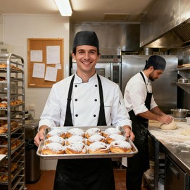 UOUOU 6 Piezas Cofias de Cocina, Gorros de Chef con Correa de Ajuste, Cofias de Cocina Unisex, Antiacete y Transpirables, Adecuado para Cocinas, Cafeterías, Bares, Restaurantes, Panaderías