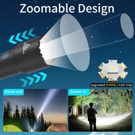 GOLDELIG Rechargeable Flashlight, Bright LED Small Flashlight with COB Red Light, Multicolor Handheld Flashlight with Hook for Kids Camping、Outdoors Work, Gifts for Christmas Birthday Men&Women