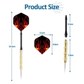 Yoljun 18 Pack Steel Tip Darts, Premium Plastic Shafts Professional Darts Set Dart Set for Beginner or Professional with 6 Style PET Flights and Dart Sharpener