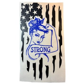 Rosie The Riveter Strong Flag Black And Blue Vinyl Car Window Decal New