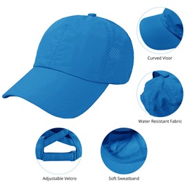AoMoon Criss Cross Adjustable Ponytail Baseball Cap Quick Drying Sun Hats UV Protection Sport Cap for Women… Black Blue
