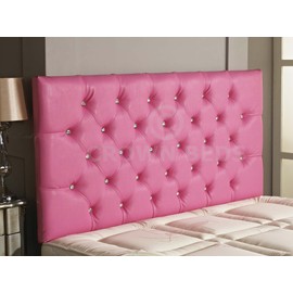 CROWNBEDSUK DIAMANTE FAUX LEATHER HEADBOARD (PINK, 4FT)