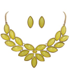 Gypsy Jewels Unique Cluster Bib Statement Boutique Style Gold Tone Necklace & Earrings Set - Assorted Colors (Yellow)