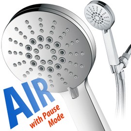 AirJet-300 High Pressure Luxury 6-setting Hand Shower with High-Velocity Flow Accelerator(TM) Hydro-Engine for More Power with Less Water! Extra-Long 6 foot Stainless Steel Hose/Full Chrome Finish