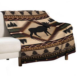 Retro Moose Bedding Fleece Throw Blanket,Vintage Rustic Cottage Elk Deer Farmhouse Country Style All Season Flannel Soft Warm Microplush Lightweight Thermal for Sofa Bed Bedroom 40"x50"