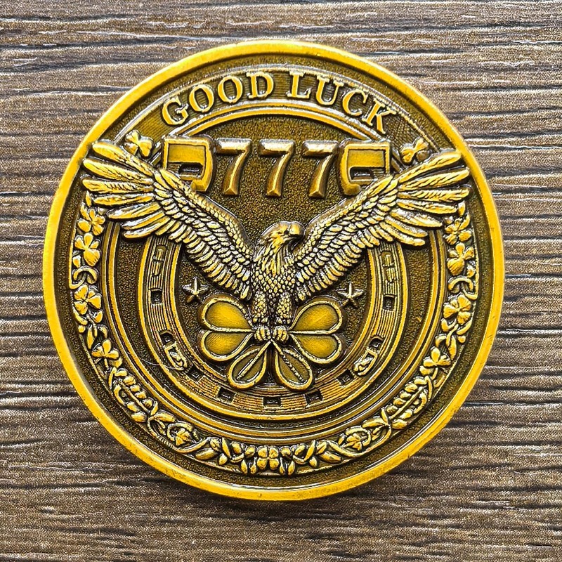 Good Luck Eagle Lucky Coin with Four-Leaf Clover