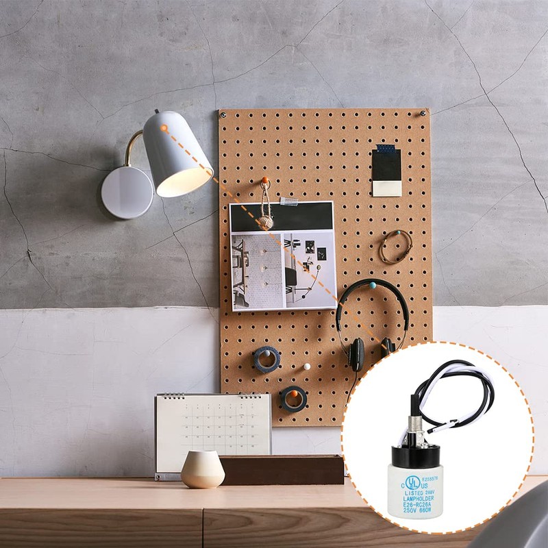 Helunsi E26 E27 Ceramic Lamp Socket with Rotary Knob Switch,