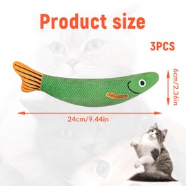 JOJIU Catnip Toy,3 Pack Catnip Toy Interactive Plush for Indoor,Plush Cartoon Kitten Teething Interactive Toy with Bell Inside,Catnip Fish Toys for Chewing Teeth Grinding