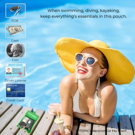 TOTOPAC Waterproof Car Key FOB Pouch Submersible Dry Bag Holder for ID Credit Cards Cash Keys Case Swim Surf Floating Wallet, Green