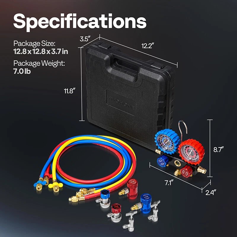 AC Manifold Gauge Set 3 Way For R1234yf R404a R134a