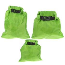 WOONEKY 3pcs Storage Bag Set for Camping Boating Kayaking and Fishing Green Dry Pouch with Watertight Top Closure for Phones Cameras and Documents