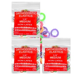LA MIERE Bandas Elásticas Intraorales de Neón Sin Látex, Tamaño Mediano (4,5 Oz), 3 Paquetes de 300 Unidades, 6,4 Mm (1/4 de Pulgada)