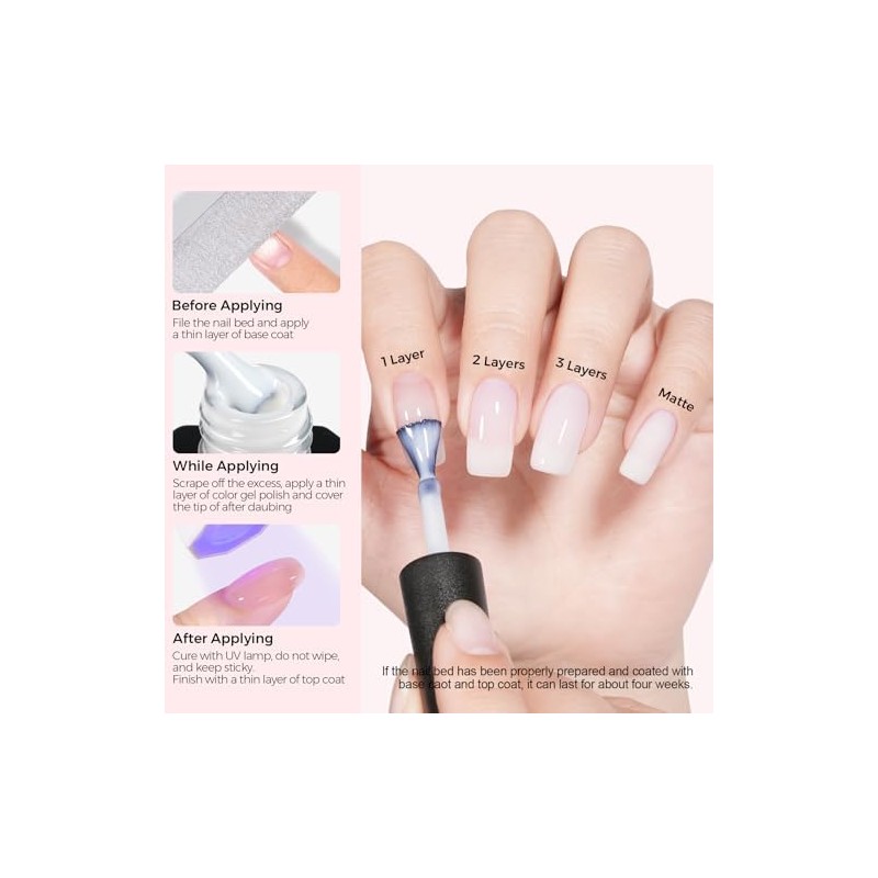 TOMICCA Esmalte De Uñas En Gel Blanco Lechoso, Color Nude