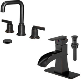 HOIGY Bathroom Sink Faucets, Widespread 3 Hole 8 Inch Bronze Faucet for Bathroom Sink, Single Handle Bathroom Faucets with Deck Plate