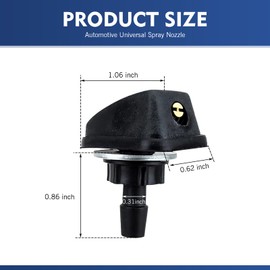 CyperFair Pack of 2 Car Front Windshield Washer Nozzles – Adjustable Fan-Shaped Sprayer Head Replacement (0.31"), Single Hole Kit, Universal Fit for Most Cars & Trucks (Black)