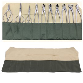 Tyenaza Bonsai Tool Roll, 10-Pocket Waterproof Canvas Bonsai Tool Case Heavy Duty Multifunctional Tool Pocket Bag Bonsai Tools Storage Bag