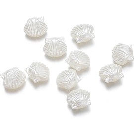30pcs White Acrylic Clam Shell Tiny Spacer Beads,Plastic Beach Scallop Shell Craft Loose Beads 14.5x12.5mm,DIY Hair Clip Bracelet Charms for Crafts,Bead Assortments Beading and Jewelry Making