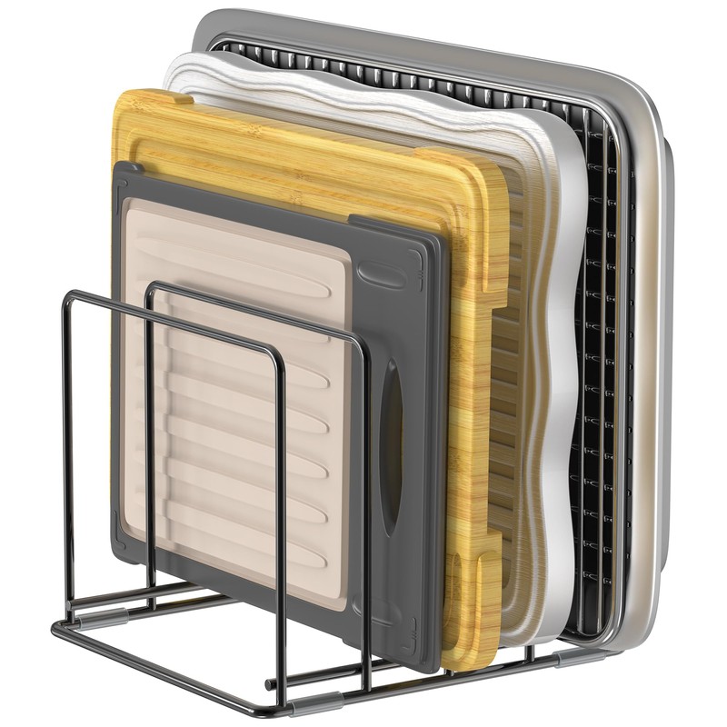 LAEMYFYRE Kitchen Organizer Rack - 4-Slot Heavy-Duty Holder for Cutting