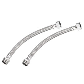 sourcing map 8 Inch Long Faucet Supply Line Connector, 2pcs G1/2 Female Compression Thread x G1/2 Male Connector Straight Thread 304 Stainless Steel Water Supply Hose Line
