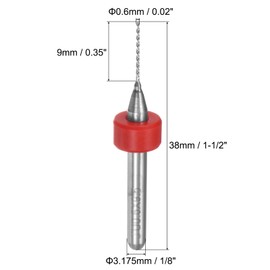 sourcing map PCB Drill Bits 0.6mm Tungsten Carbide Rotary Tool Jewelry CNC Engraving Print Circuit Board Micro Drill Bits 1/8 Inch Shank 2 Set (20 Pcs)
