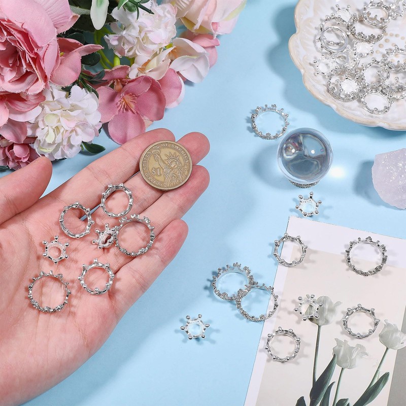 beinkmake 45Pcs Mini Crystal Ball Stand Metal Sphere Holder 13/17/20mm