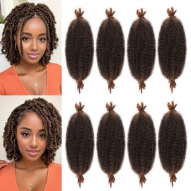 8Inch Springy Afro Twist Hair 8 Packs Marley Twist Braiding Hair Wrapping Hair for Soft Locs for Black Women (T30, 8Inch)
