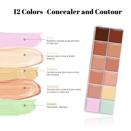 Colour Corrector Palette, 12 Colors Makeup Contour Face Contouring Cream Concealer Palette Full Coverage Camouflage Base Foundation Makeup Palette, Professional Daily Makeup