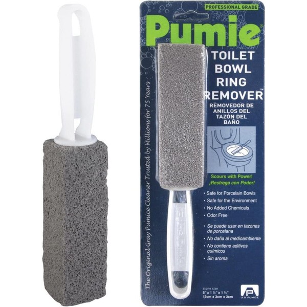 Pumie Toilet Bowl Ring Remover, TBR6, Pumice Stone with Handle, Removes Unsightly Toilet Rings and Stains from Toilets; Sinks; Tubs; Showers, Safe for Porcelain, Pack of 6