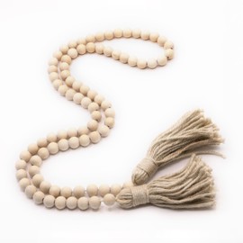 Farmhouse Beads Wooden Garland- Tassels Boho Rustic Style Hanging Beads 60"