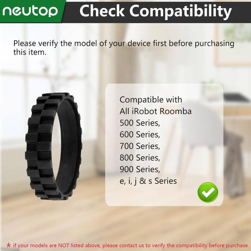 Neutop Replacement Rubber Wheel Tires Compatible with iRobot Roomba 500,