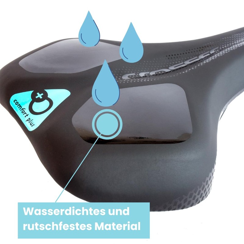 Crosser Comfort Plus Bicycle Saddle Black PVC Leather with Memory