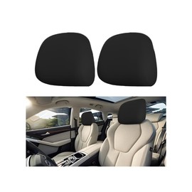 KHGUZ Car Headrest Covers, 2PCS Anti-Dirty Vehicle Head Rest Protector, Reusable Flexible Automotive Interior Seat Pillow Protective Covering Accessories, Universal for SUV, Sedan, Truck (Beige)