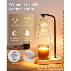 Candle Warmer Lamp with Timer, Electric Candle Lamp Warmer for Bedroom Home Decor, Candle Warmer Lamp with Timer & Dimmer, Candles Light Bulb with 2-4-8H Timer and 4-Levels Dimmable with 2 Bulbs
