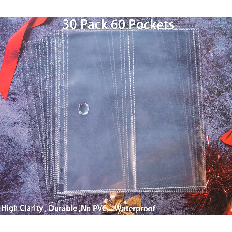 30 Pack 60 Pockets 4.5x11” Folded Map Sleeves, Ultra-Clear Brochure