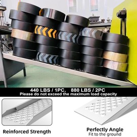 VNN Aluminum Shed Ramp 2PC, 5' Long Loading Ramp for Riding Mower, Lightweight Sturdy Anti-Slip Ramps with Punch Plate Surface, 1000 lbs Capacity for Lawn Mower, ATV,Motorcycle- 8.8" Wide, 5' Long