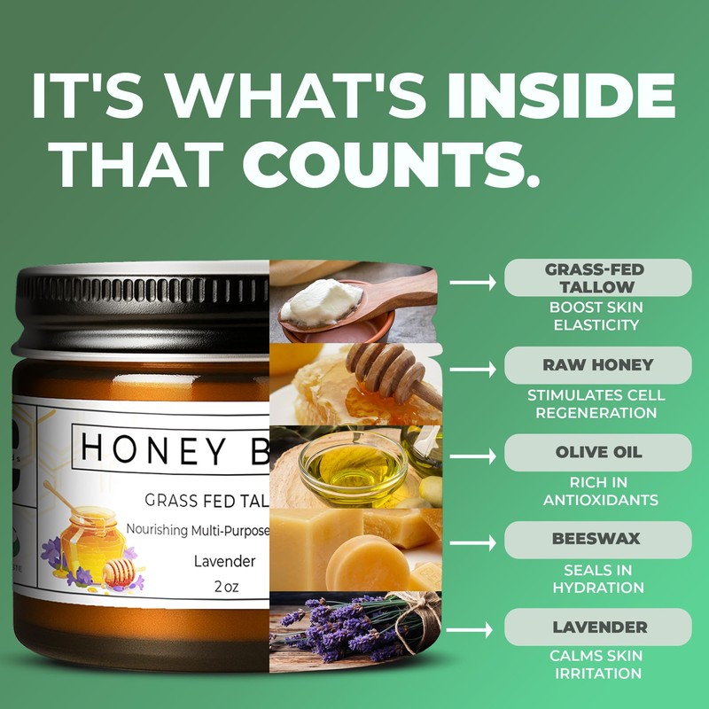 Really Good Blends - Tallow Honey Balm, Organic Body Butter,