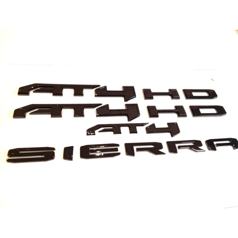 6Pcs Kits AT4 HD Emblem Sierra Door Rear Badge Replacement
