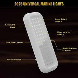 Goldlife B5-2 Marine Underwater Boat Lights, Blue 2x3000LM 6.5" 10-30V IP68 Waterproof, White Shell & Clear Lens, Shing Lighting for RV Boat Exterior Interior Transom Pontoon Deck Yacht Stern Fishing