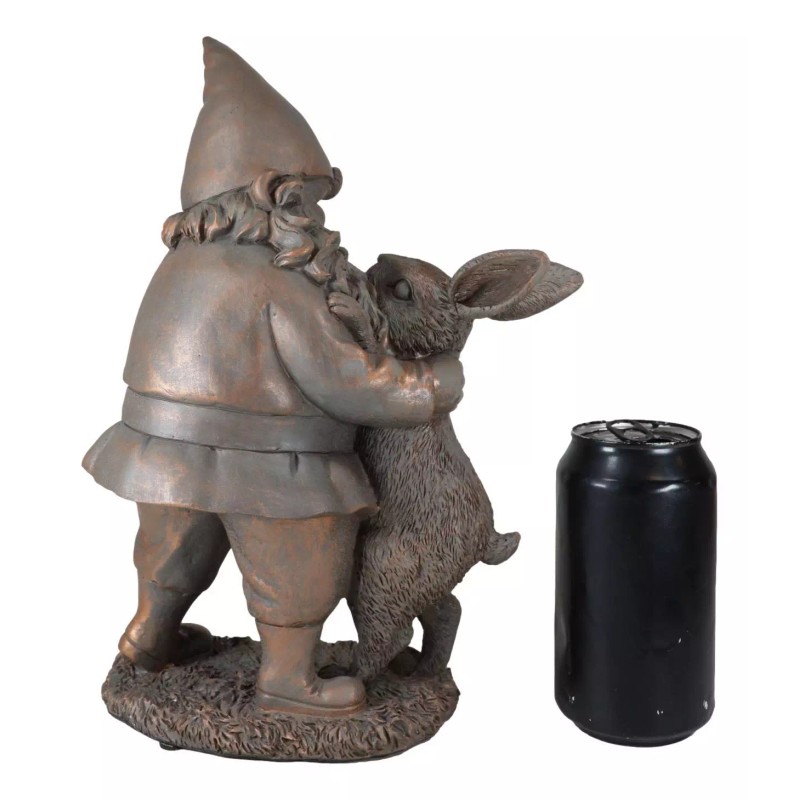 Whimsical Mr Gnome Dancing With Hare Rabbit Fairy Garden Figurine