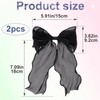 STSTR 2Pcs Large Hair Bow Clips, Black Silk Yarn Ribbon