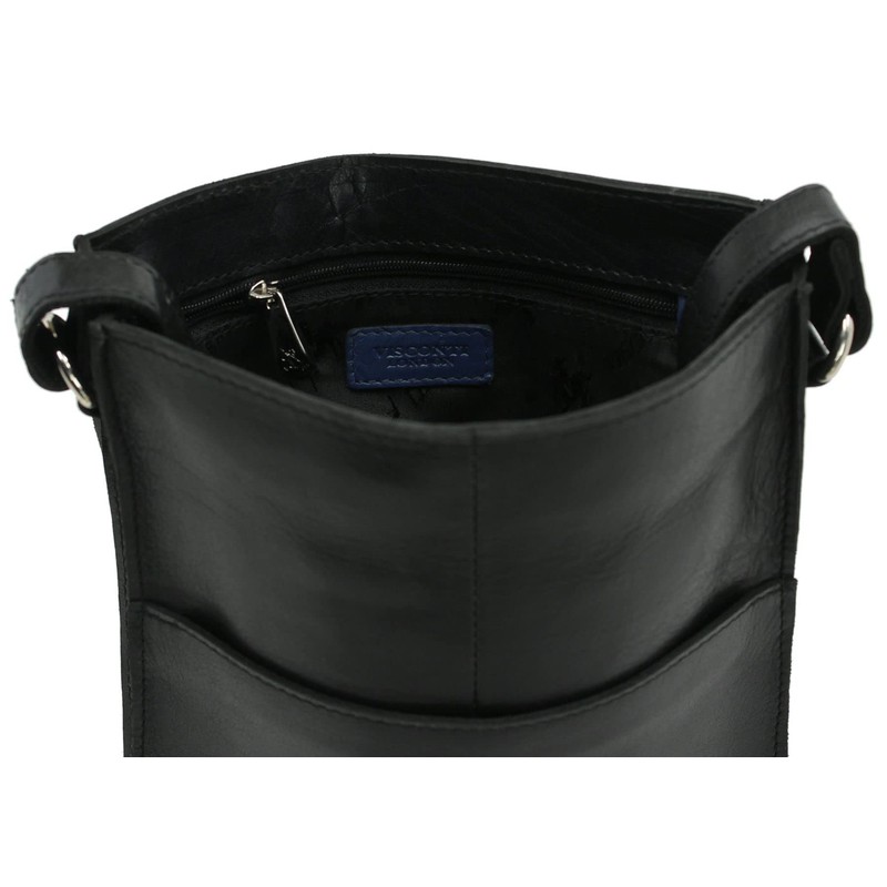 VISCONTI Leather Skyler A5 Messenger Bag S11 Black