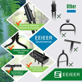 EEIEER Lawn Coring Aerator Tool, Upgarded Manual Lawn Aerators with Soil Storage Basket, 3 Core Tines Plug Aerator with Cleaning Tool, Yard Aeration Tool for Compacted Soil & Lawn Care