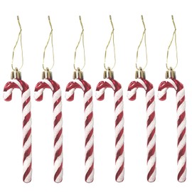 Christmas Glitter Candy Cane, 6PCS Plastic Candy Cane Christmas Tree Decorations for Xmas New Year Party Supplies, Hanging Ornaments Candy Cane Crutch Pendant Y3GZZS (RED)