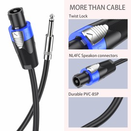 GCTBL 5M 2pack Speakon to 1/4" Speaker Cables 6.35mm TS Plug Wire Audio Amplifier Cord for Guiar DJ/PA Speaker